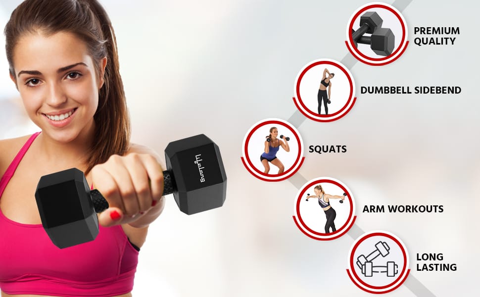 Buy Lifelong PVC Hex Fixed dumbbells Pack online 2 Buy Lifelong PVC Hex Fixed dumbbells Pack online